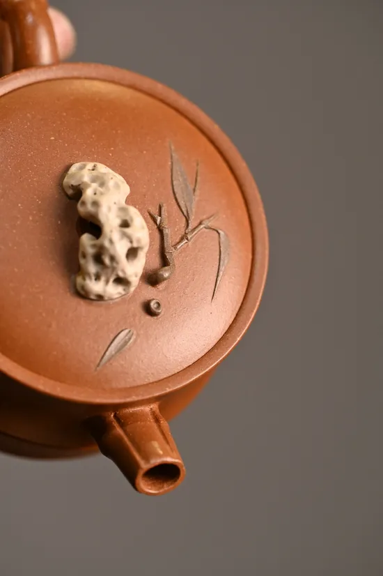 Yixing Zisha Teapot | Handcrafted Bamboo Clay Pot 150cc 5