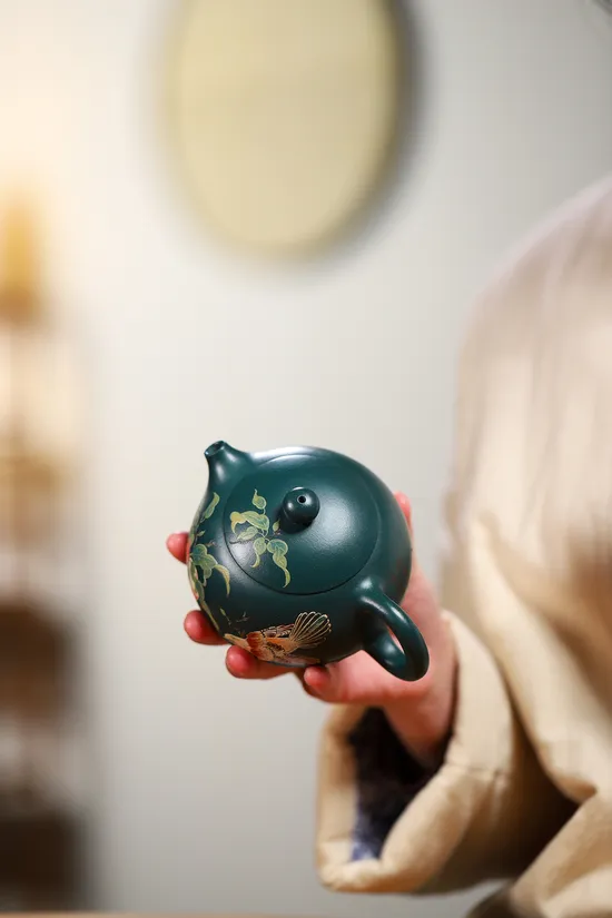 Premium Yixing Zisha Teapot - Yang Junbao Handcrafted Republic Green Clay 1