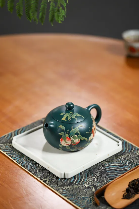 Premium Yixing Zisha Teapot - Yang Junbao Handcrafted Republic Green Clay 5