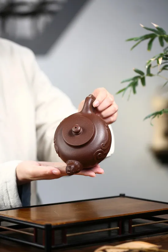 Phoenix Yixing Clay Teapot | Handcrafted Zisha Pot with Golden Sand Clay 2