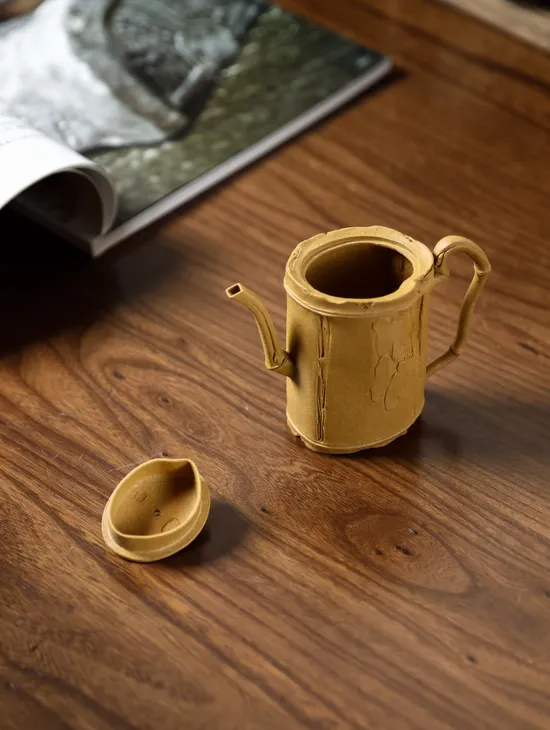 Premium Yixing Clay Teapot | Handcrafted Bamboo Design, 150cc Artisan Teapot 7
