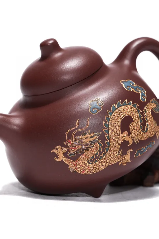 Yixing Teapot with Dragon Carving | Handcrafted Zisha Clay Pot 3