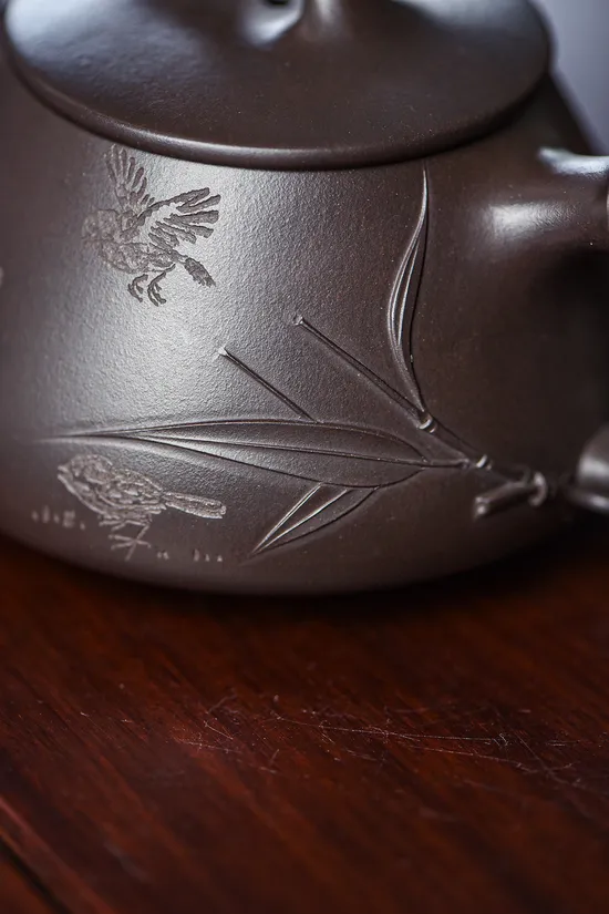 Yixing Teapot | Handcrafted Bamboo Design | Collector's Purple Clay 1