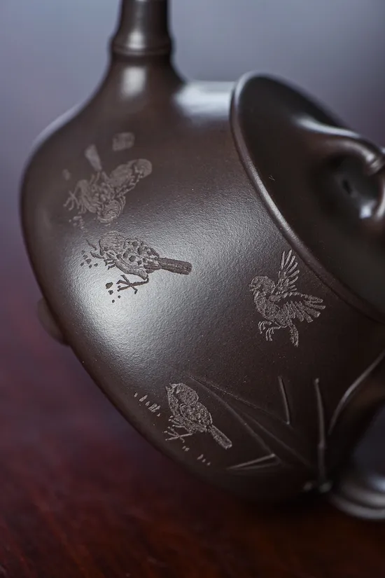 Yixing Teapot | Handcrafted Bamboo Design | Collector's Purple Clay 7