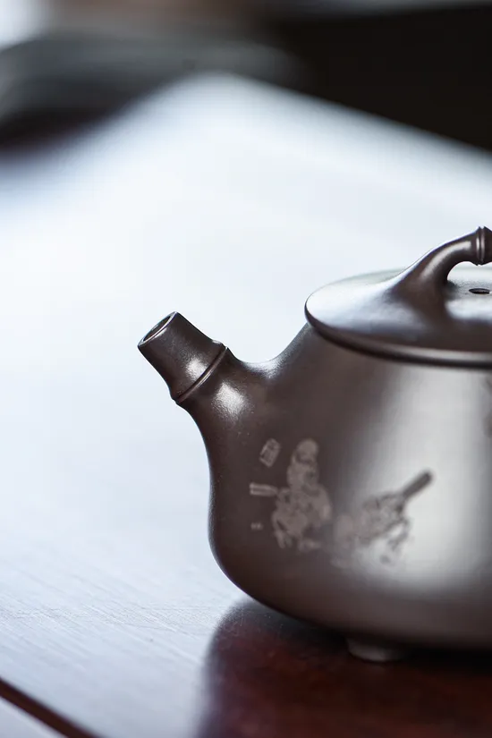 Yixing Teapot | Handcrafted Bamboo Design | Collector's Purple Clay 9
