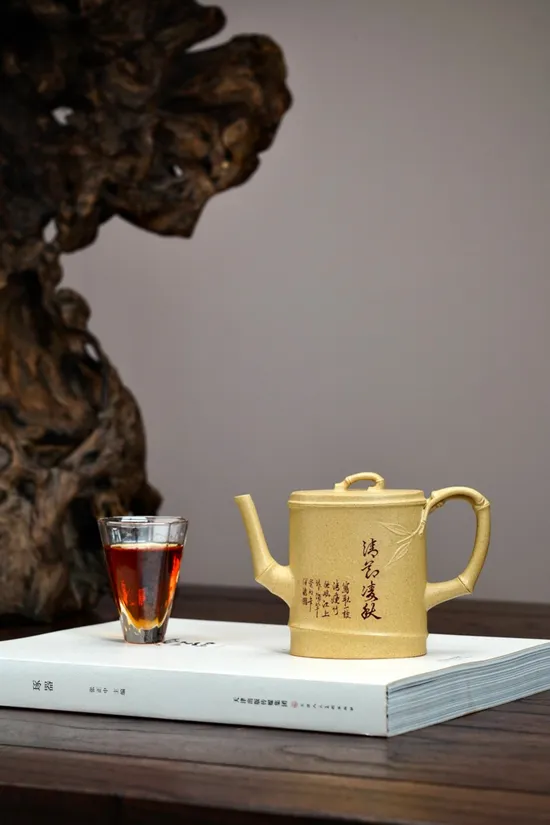 Premium Yixing Teapot | Handcrafted Zisha Clay, Bamboo Design 1