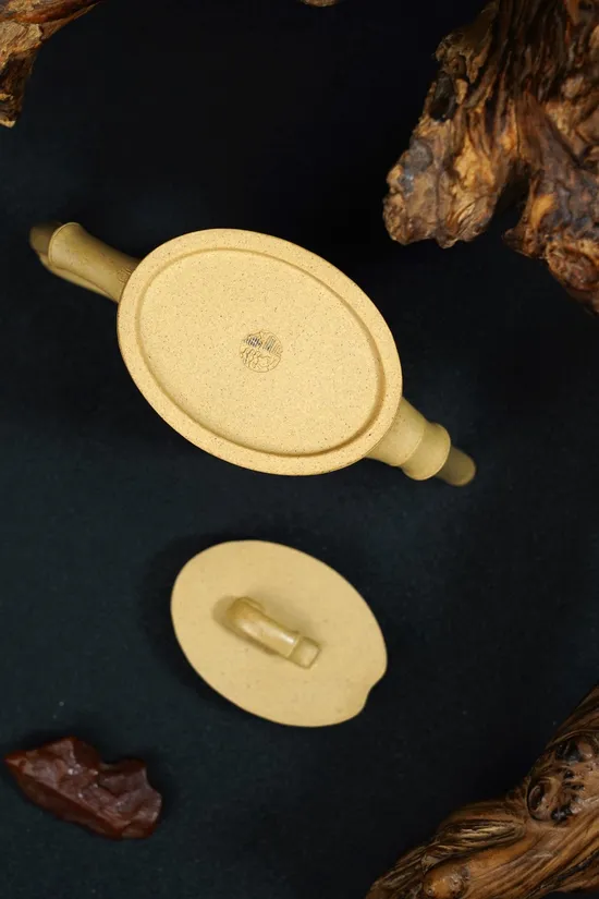 Premium Yixing Teapot | Handcrafted Zisha Clay, Bamboo Design 7