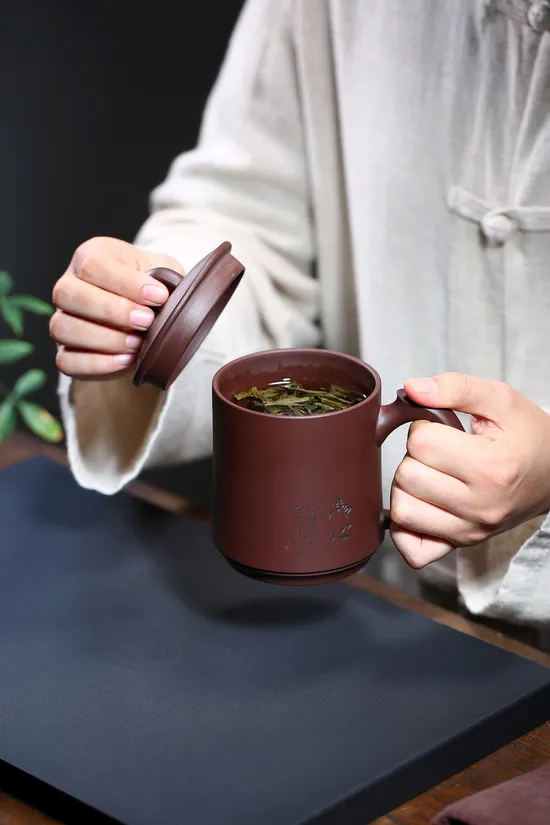 Yixing Zisha Teapot - Handcrafted Qingxin Lid Cup, 450cc, Master Artisan 4