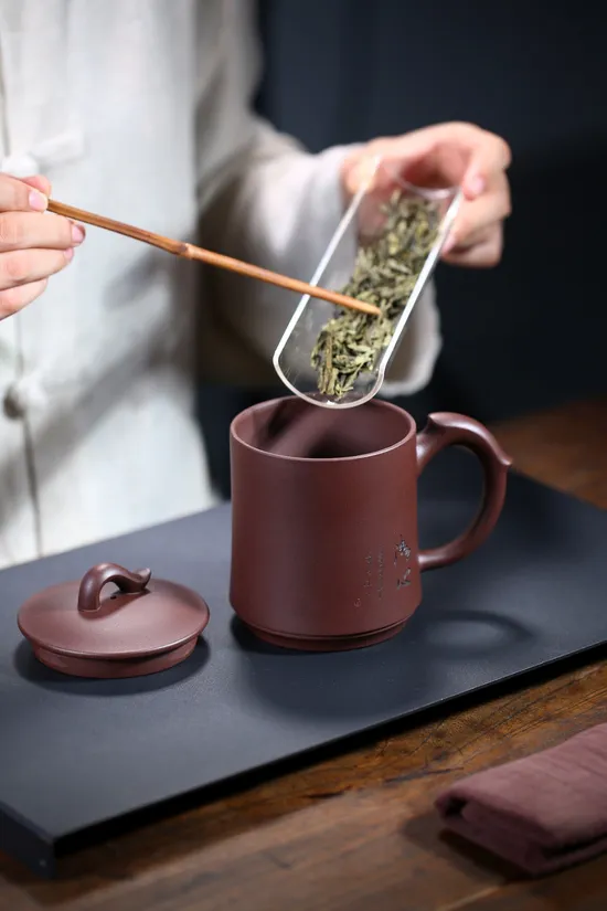 Yixing Zisha Teapot - Handcrafted Qingxin Lid Cup, 450cc, Master Artisan 9