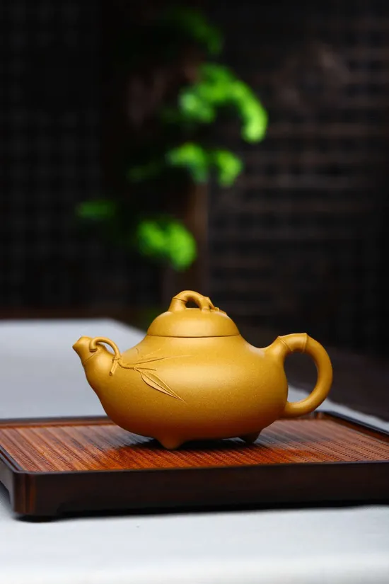 Premium Yixing Clay Teapot | Handcrafted Bamboo Design Artisan Teaware 5
