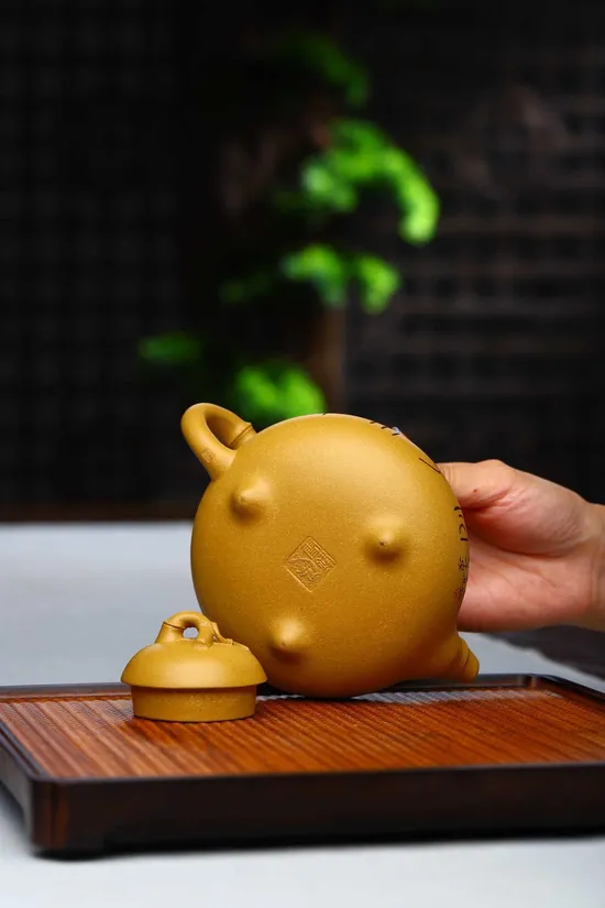 Premium Yixing Clay Teapot | Handcrafted Bamboo Design Artisan Teaware 8