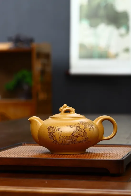 Authentic Yixing Clay Teapot | Handcrafted Golden Duanni | Jade Rabbit 6