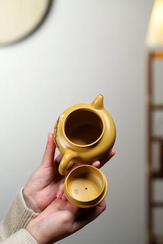 Premium Yixing Zisha Teapot | Golden Vermilion Clay | Handcrafted Collectible 9