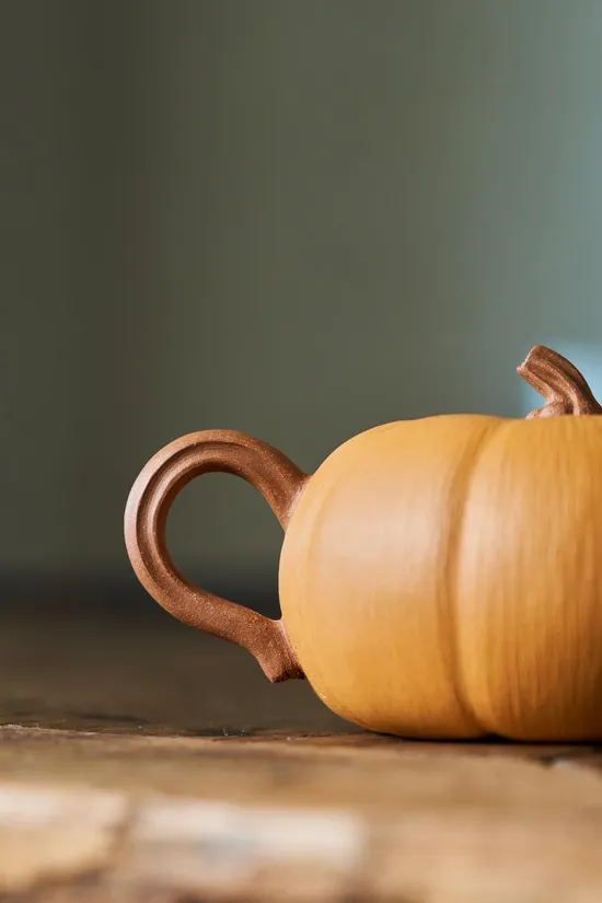 Yixing Teapot | Handcrafted Zisha Clay Golden Pumpkin Artisan Pot 2