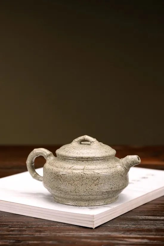 Zisha Teapots: Double Line Bamboo Drum | Wujin sand clay 5