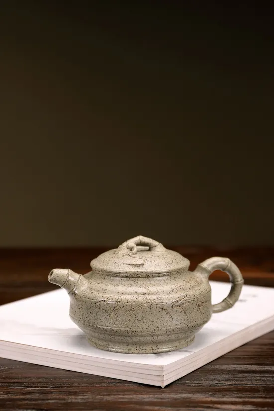 Zisha Teapots: Double Line Bamboo Drum | Wujin sand clay 7