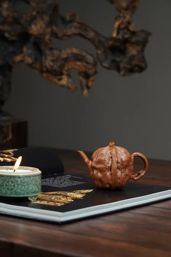 Yixing Zisha Teapot: Handcrafted Artisan Ceramic with Walnut Design 1