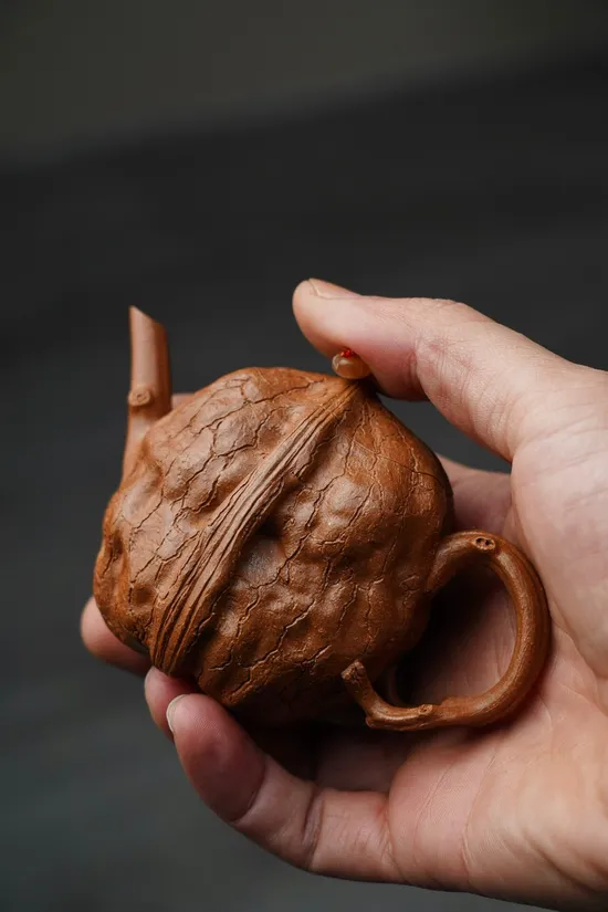 Yixing Zisha Teapot: Handcrafted Artisan Ceramic with Walnut Design 4