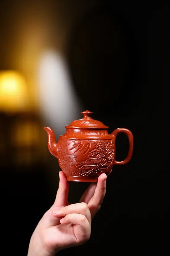 Yixing Zisha Teapot: Carved Palace Lantern, Yang Junbao, Premium Clay 2