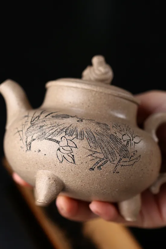 Yixing Zisha Teapot | Handcrafted Purple Clay Pot with Lion Design 3