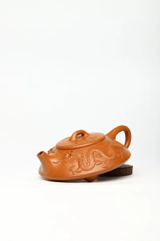 Zisha Teapots: Coiled Dragon Stone Pot | crab yellow duan clay 1