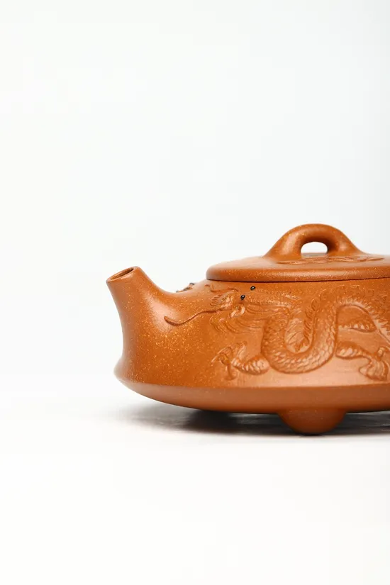 Zisha Teapots: Coiled Dragon Stone Pot | crab yellow duan clay 5