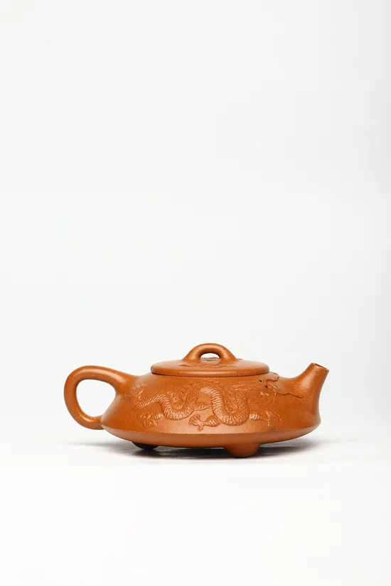 Zisha Teapots: Coiled Dragon Stone Pot | crab yellow duan clay 6