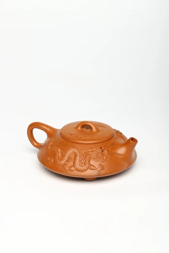 Zisha Teapots: Coiled Dragon Stone Pot | crab yellow duan clay 7