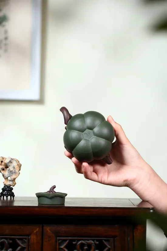 Yixing Zisha Teapot | Artisan Pumpkin Design | 270cc Clay Teapot 6
