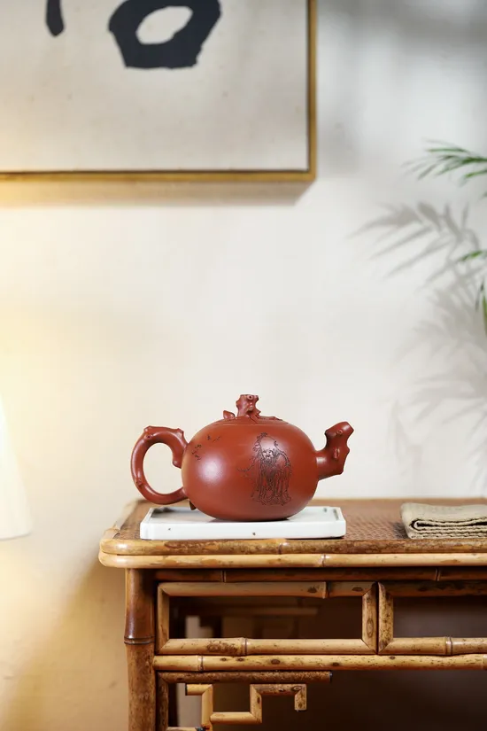 Artisan Yixing Clay Teapot | Handmade Collectible | Longevity Design 2