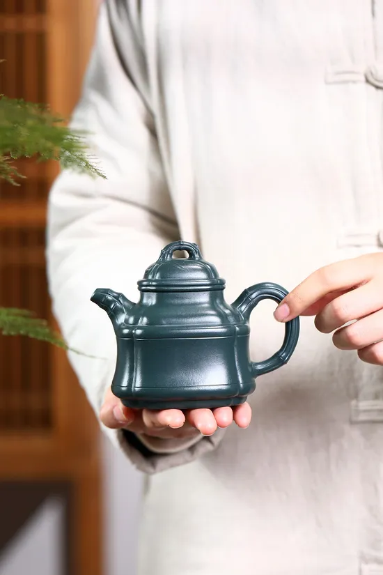 Yixing Teapot Collector's Piece - Handcrafted Sumatra Blue Clay Artistry 3