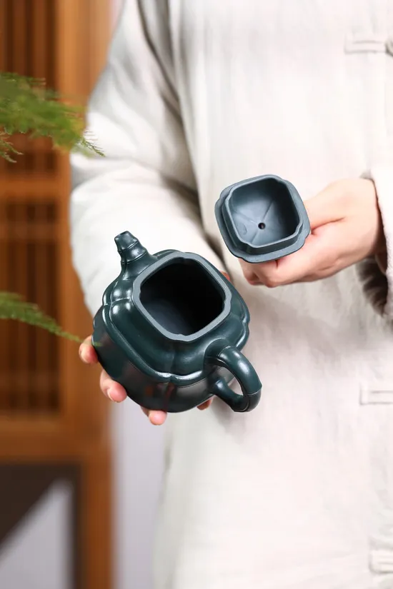 Yixing Teapot Collector's Piece - Handcrafted Sumatra Blue Clay Artistry 4