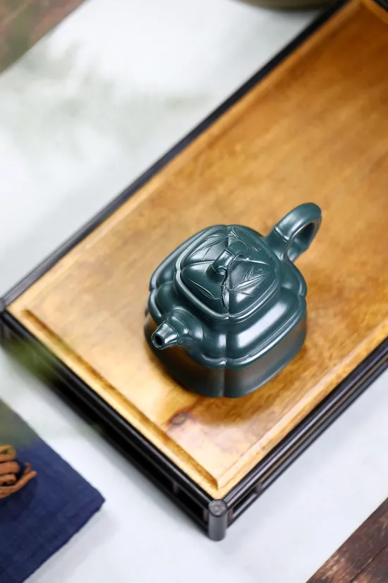 Yixing Teapot Collector's Piece - Handcrafted Sumatra Blue Clay Artistry 5