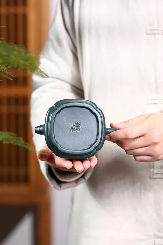 Yixing Teapot Collector's Piece - Handcrafted Sumatra Blue Clay Artistry 7