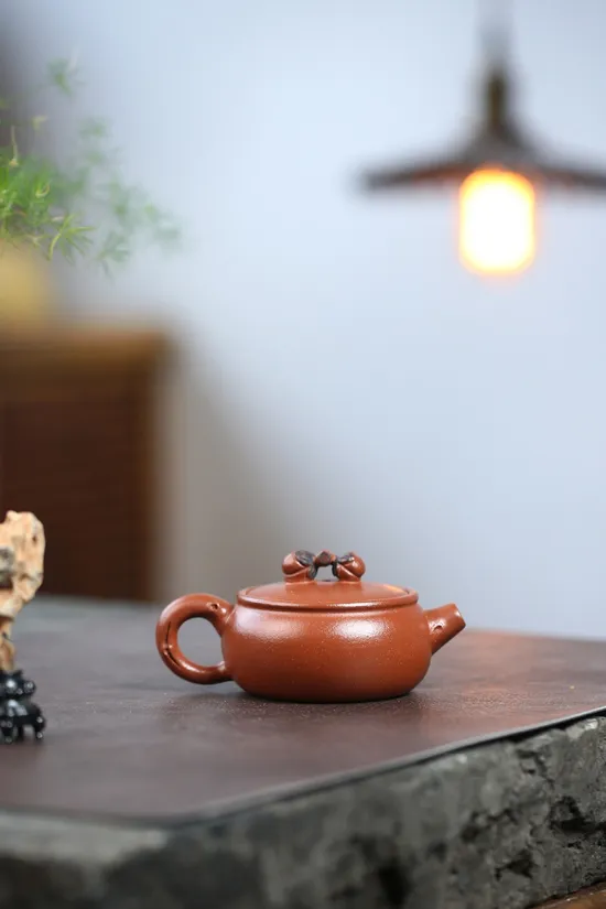 Handcrafted Yixing Zisha Teapot - Artistic Persimmon Design Clay Pot 2