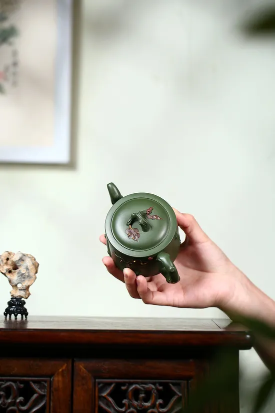 Yixing Teapot, Artisan Zisha, Republic Green Clay Teapot 2