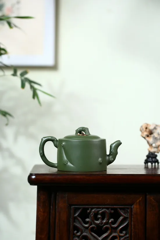 Yixing Teapot, Artisan Zisha, Republic Green Clay Teapot 4