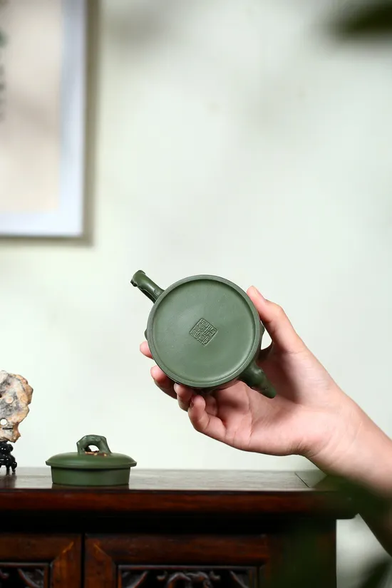 Yixing Teapot, Artisan Zisha, Republic Green Clay Teapot 5