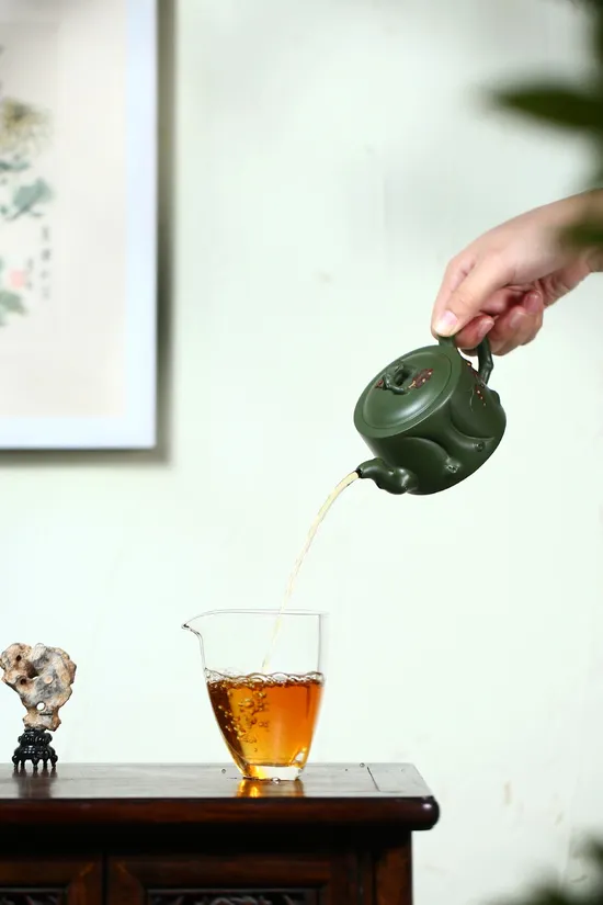 Yixing Teapot, Artisan Zisha, Republic Green Clay Teapot 6