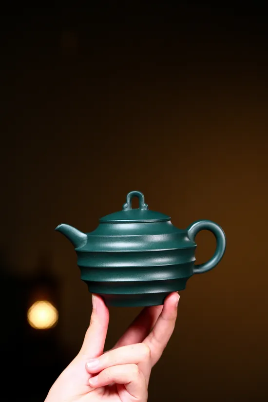 Yixing Teapot Collector's Item - Rare Green Clay, 270CC, Handcrafted by Tang Li 3