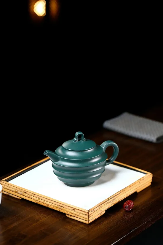 Yixing Teapot Collector's Item - Rare Green Clay, 270CC, Handcrafted by Tang Li 4