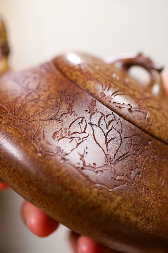 Handcrafted Yixing Golden Clay Dragon Teapot | Artisan Ceramics 2