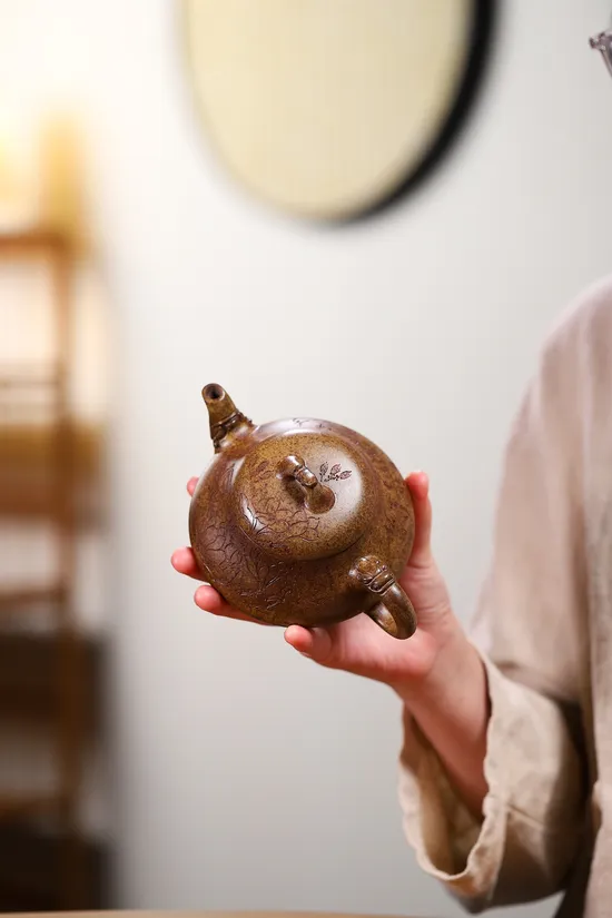 Handcrafted Yixing Golden Clay Dragon Teapot | Artisan Ceramics 5