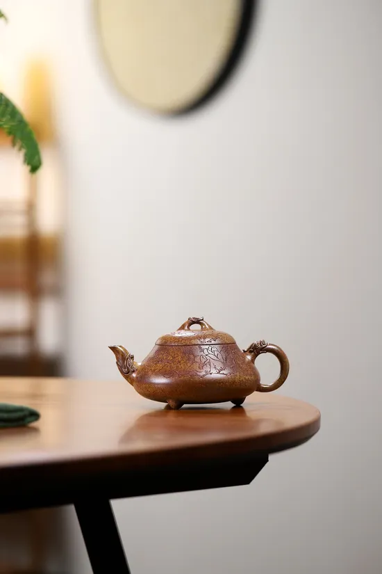 Handcrafted Yixing Golden Clay Dragon Teapot | Artisan Ceramics 7