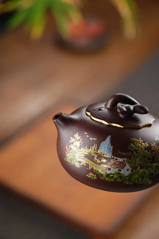 Zisha Teapots: National-level Artist Fan Jianxin | Aged Zini Clay | Squirrel & Grapevine Design 2