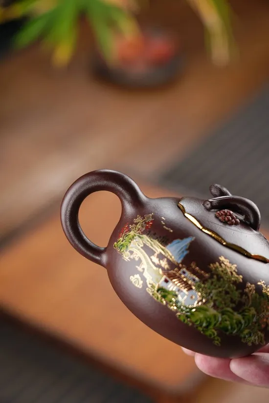Zisha Teapots: National-level Artist Fan Jianxin | Aged Zini Clay | Squirrel & Grapevine Design 6