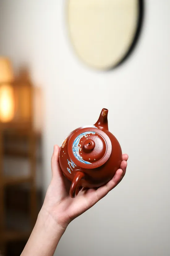 Zisha Teapots: Da Hong Pao clay | cloisonné enamel; 3
