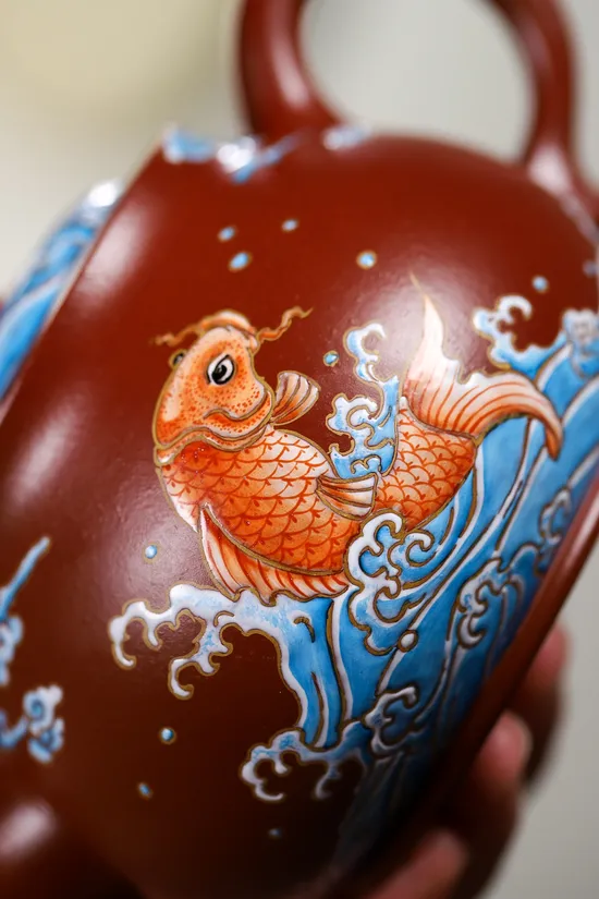Zisha Teapots: Da Hong Pao clay | cloisonné enamel; 4