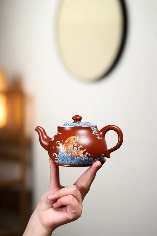 Zisha Teapots: Da Hong Pao clay | cloisonné enamel; 9