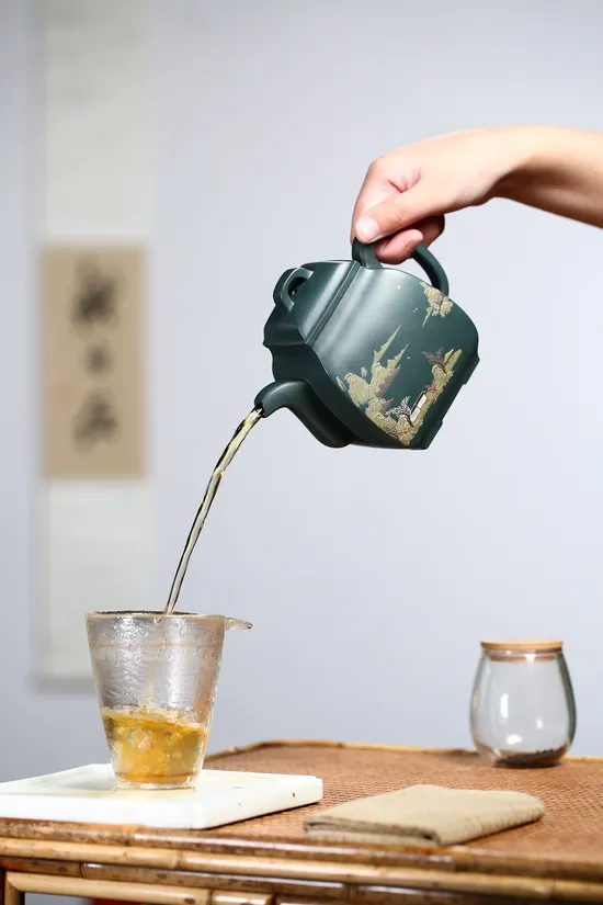 Yixing Zisha Teapot | Handcrafted Purple Clay Pottery | 70s Dark Green Clay 5